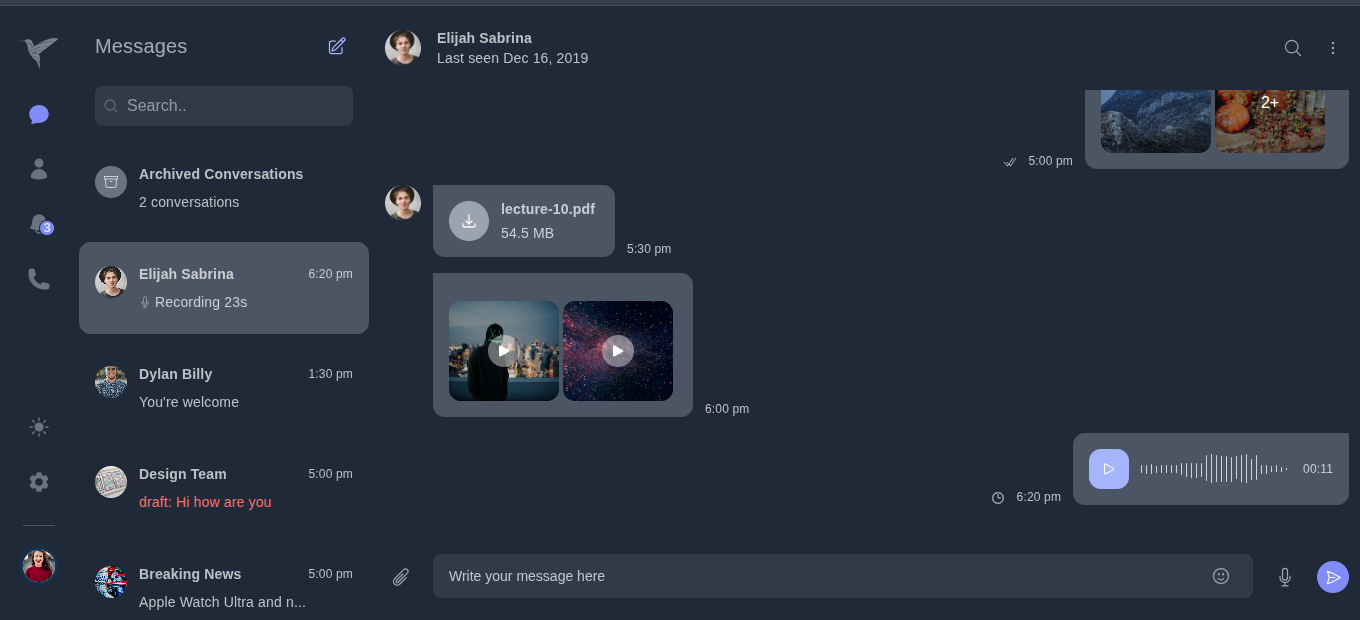 MESSAGING APP UI